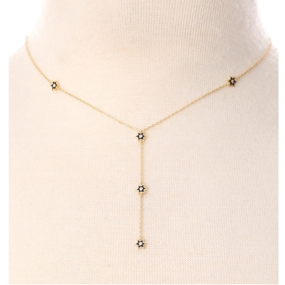 Gold Vermeil Lariat Star Pendant Coin Necklace - Picture 4 of 6
